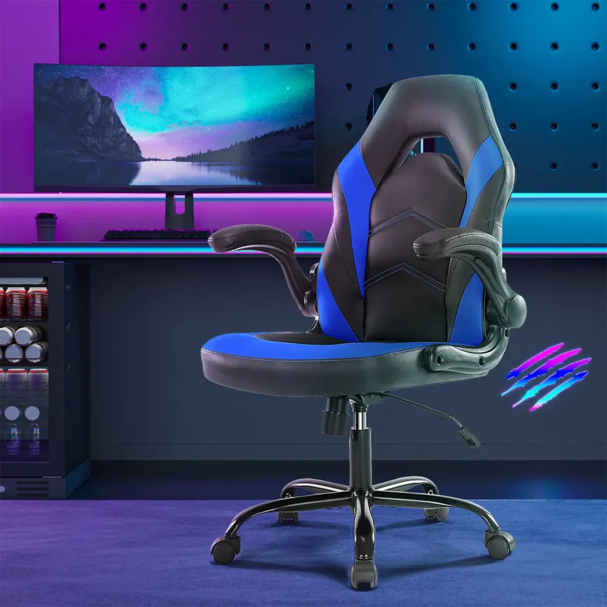 Ergonomic Leather Racing Gaming Chair with Flip-Up Armrests – view 8