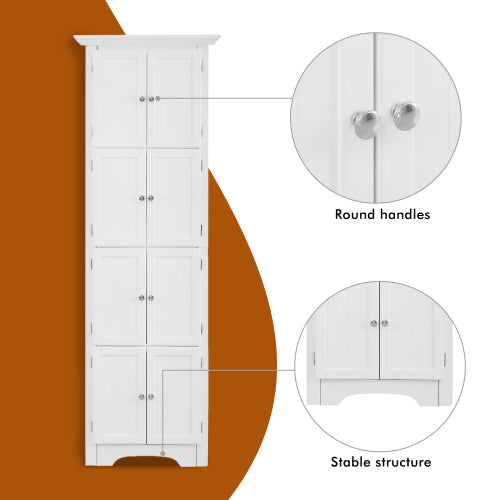 Tall storage cabinet with 4 shelves, white