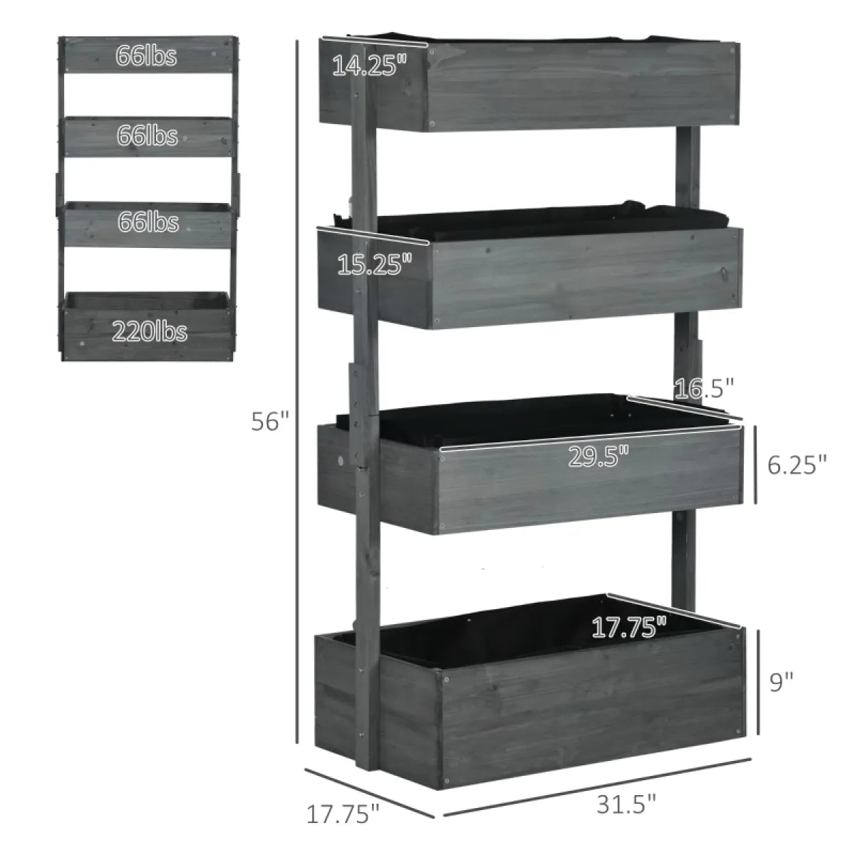 4-Tier Vertical Garden Planter, Gray