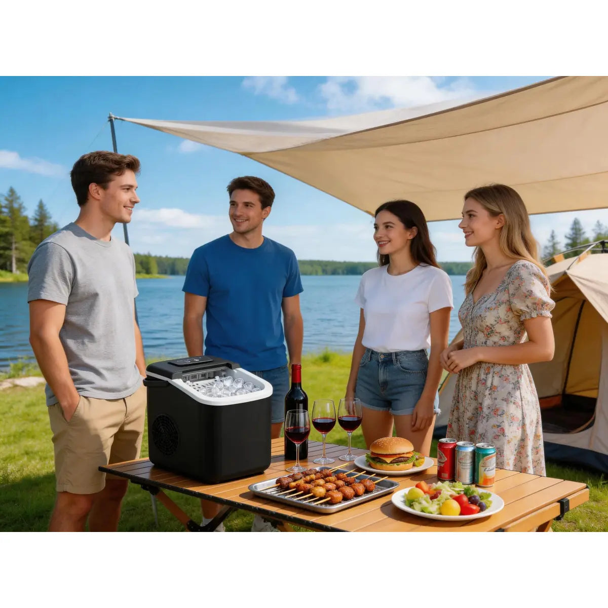 Countertop Ice Maker – Self-Cleaning Portable Machine with Handle