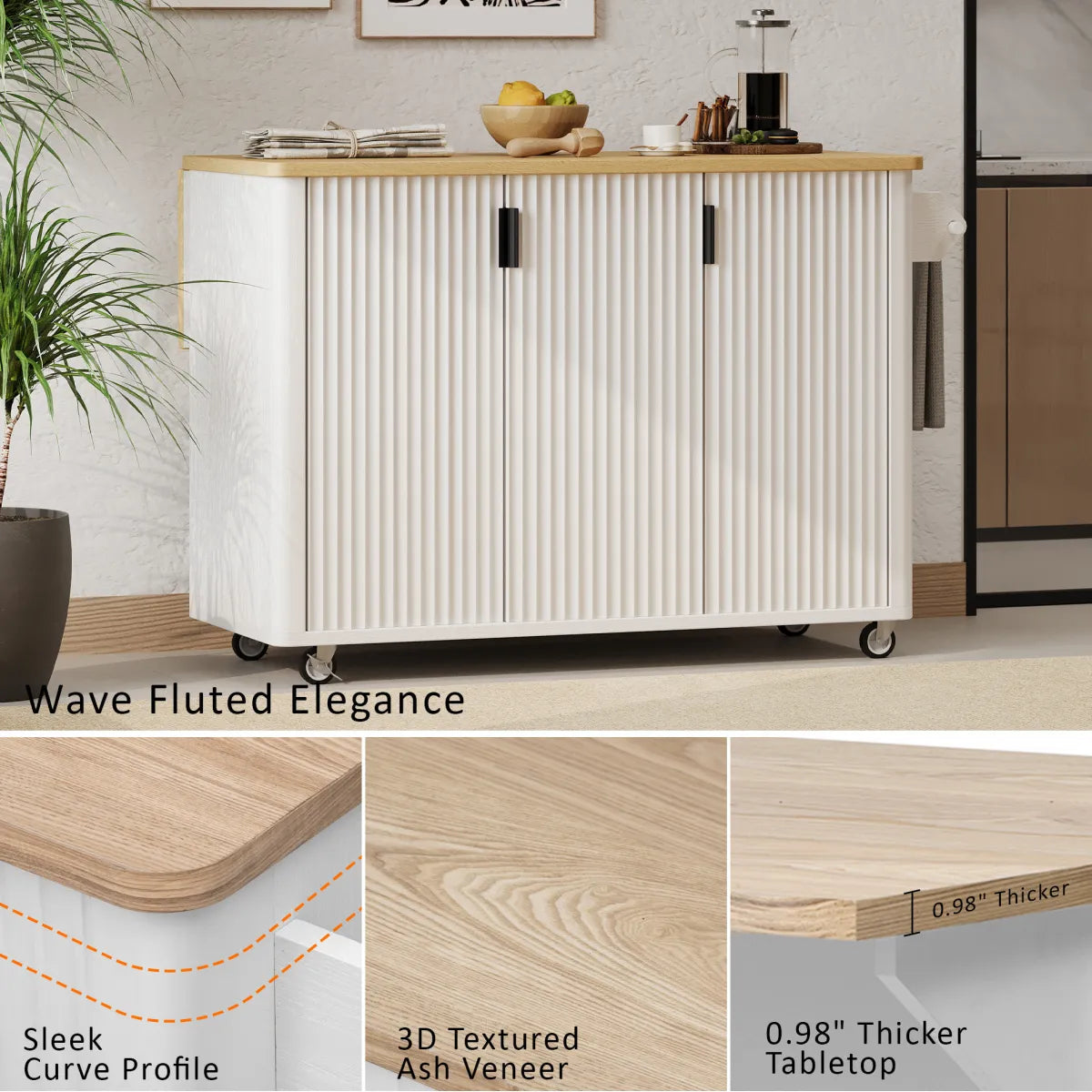 Fluted Farmhouse Kitchen Island