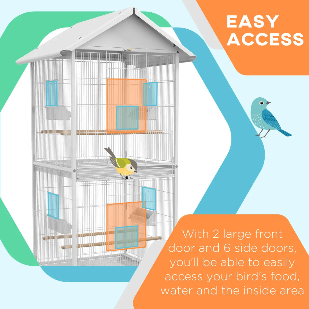 Wrought Metal Bird Cage Feeder with Rolling Stand, White