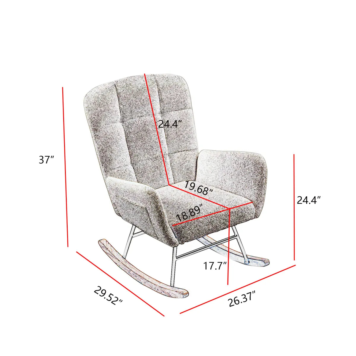 Cream Teddy Fleece Rocking Armchair – view 8