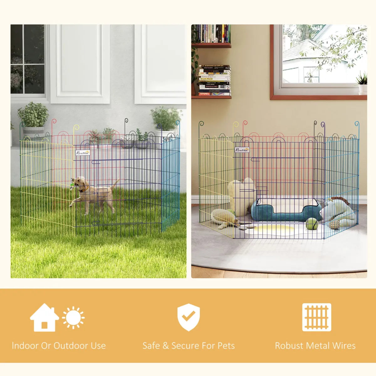 Hexagon Metal Dog Playpen – Portable Exercise Fence