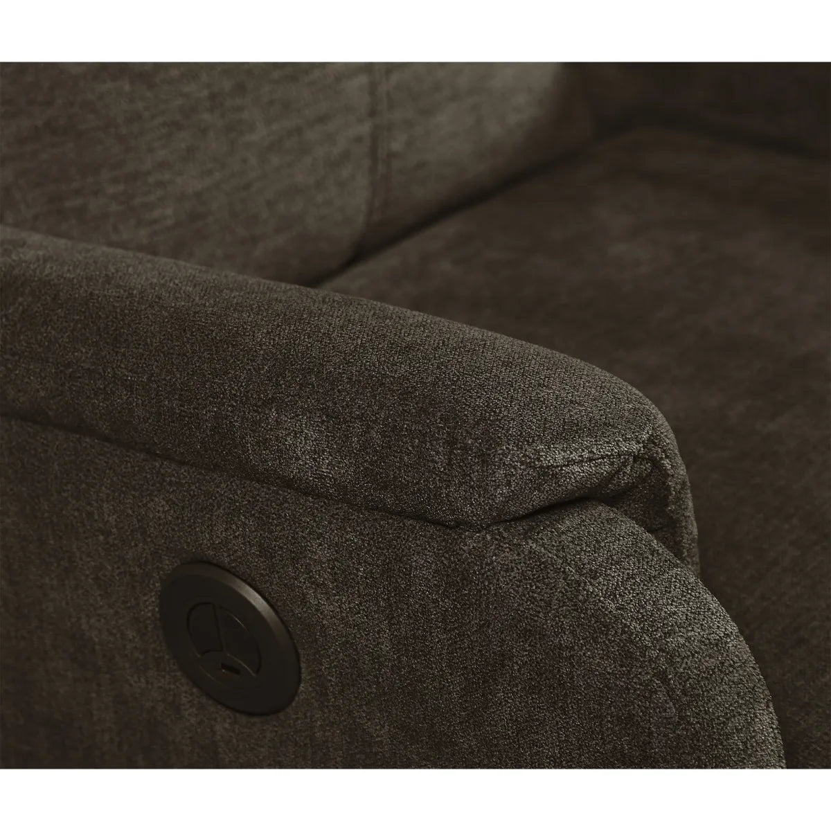 Chenille Power Recliner Chair with Side Pocket, Dark Brown