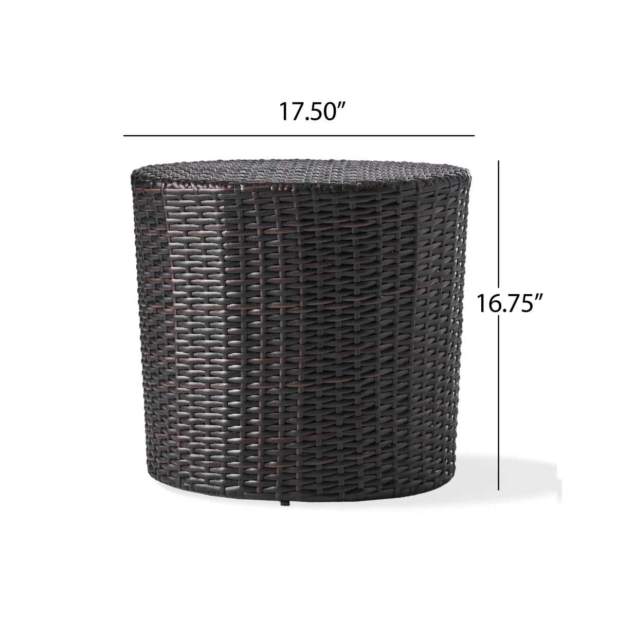 Barrel-Style Outdoor Wicker End Table, Round