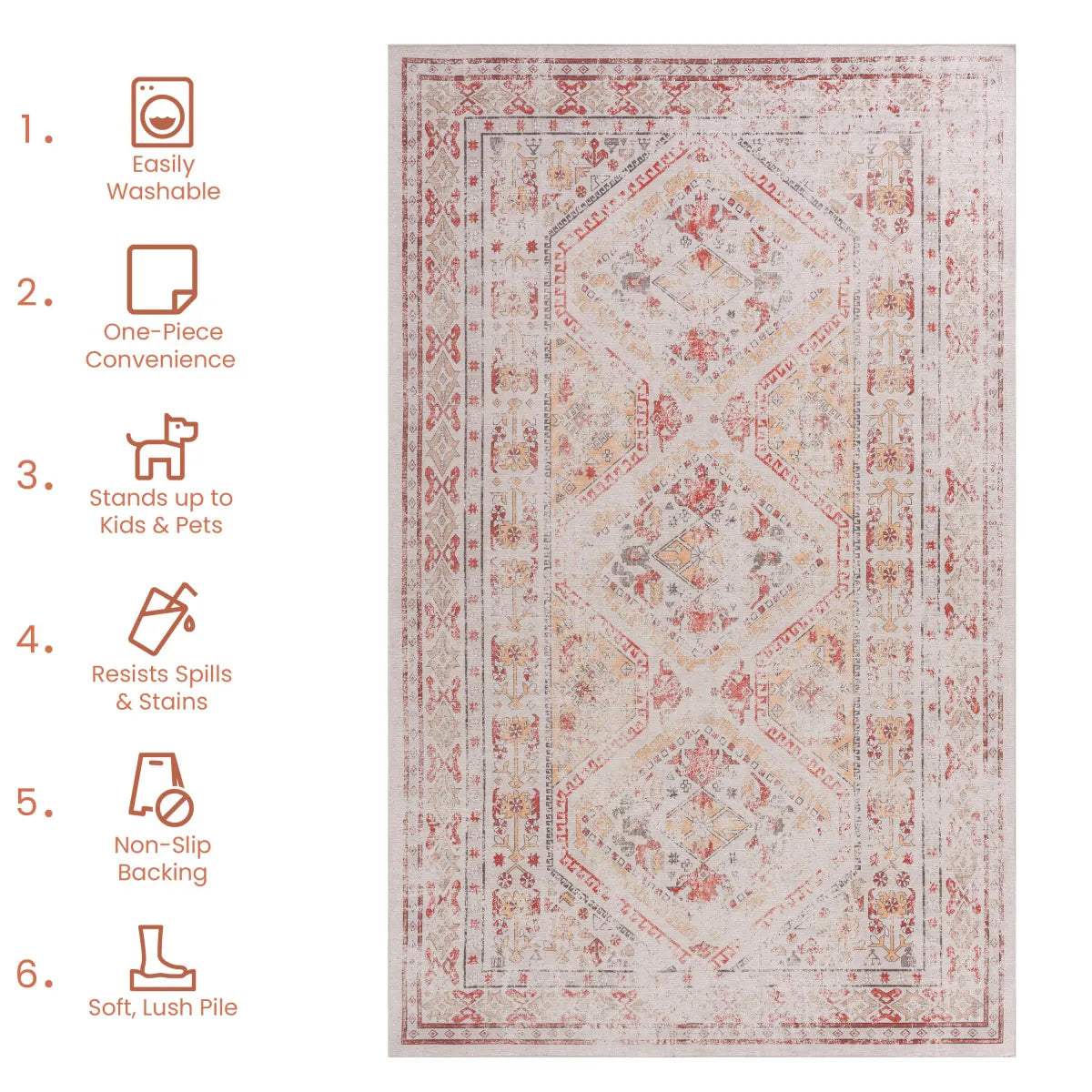 Washable Area Rug, Beige