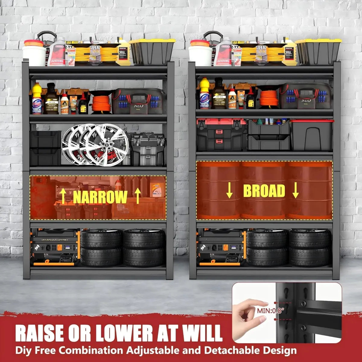 5-Tier Adjustable Metal Garage Storage Shelf