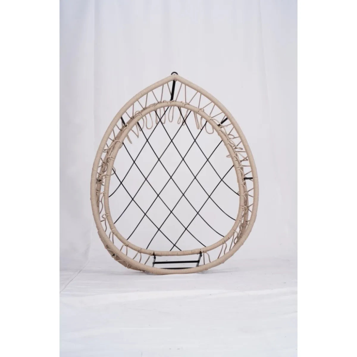 Egg-Shaped Hanging Swing Chair with Stand, Beige