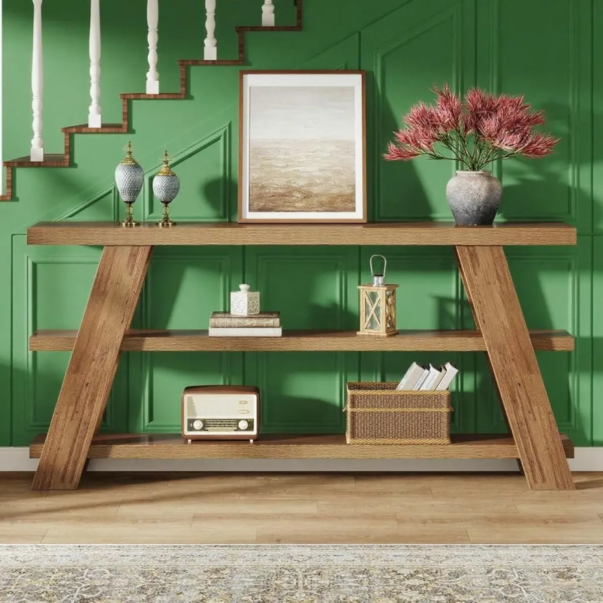 Extra Long 3-Tier Console Table with Storage – view 5