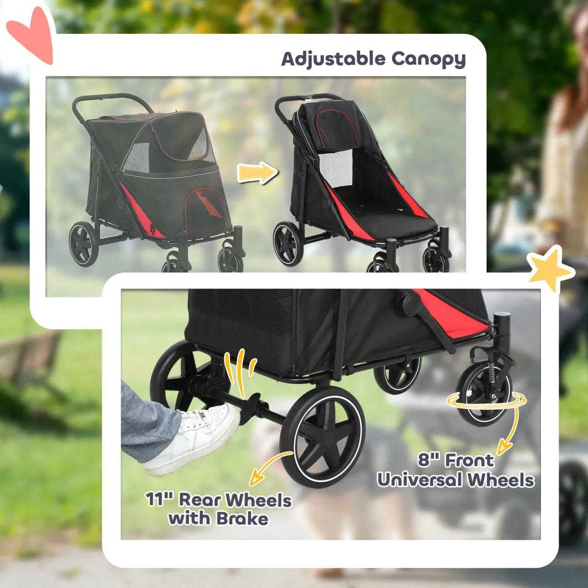 One-Click Foldable Dog Stroller – For Medium and Large Dogs