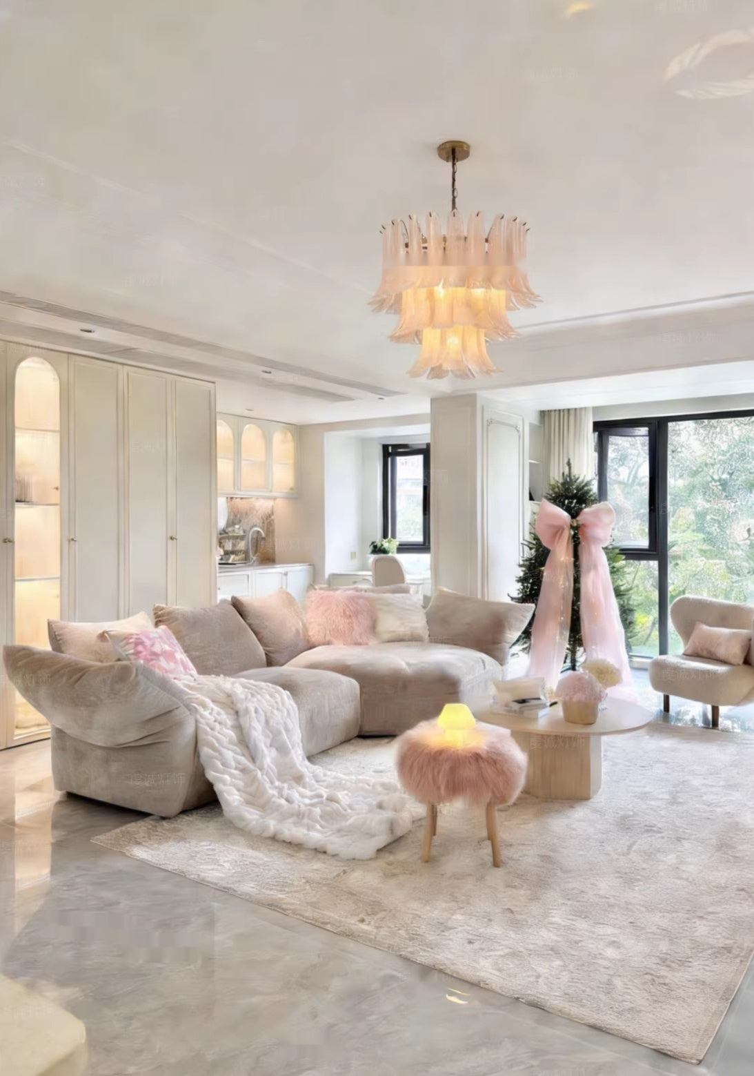 Murano-style glass horseshoe chandelier