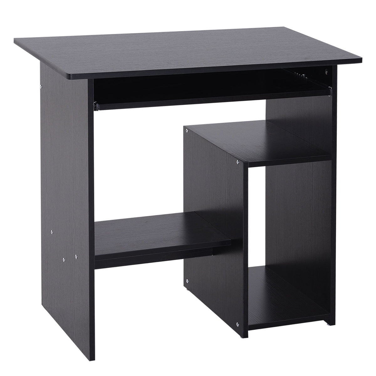 Compact computer desk with keyboard tray, Black