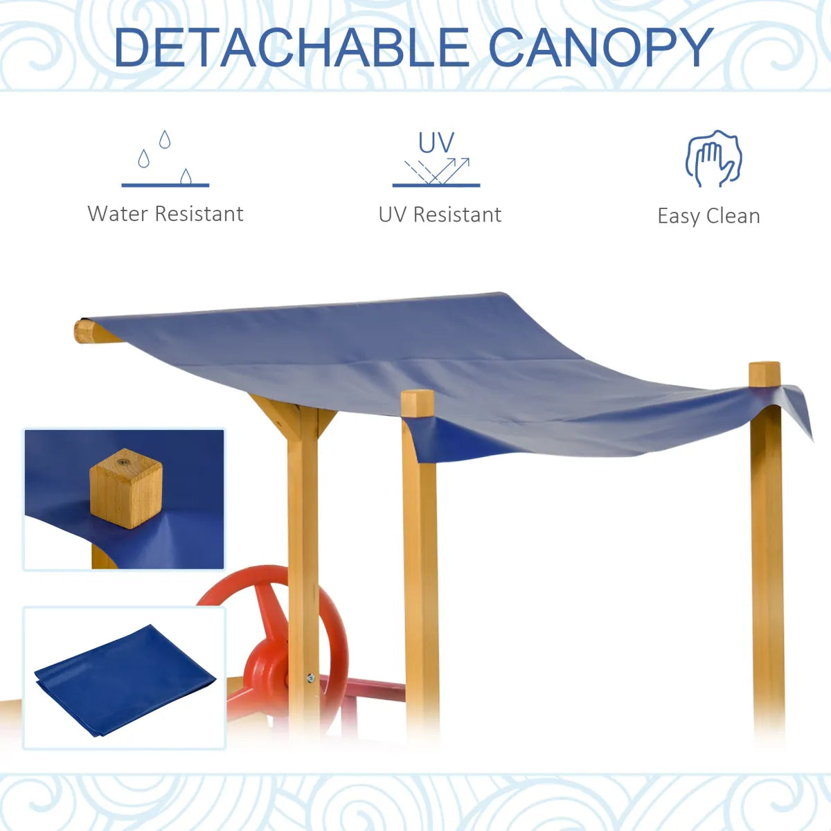 Kids Wooden Sandbox with Canopy Bench Seat, Orange