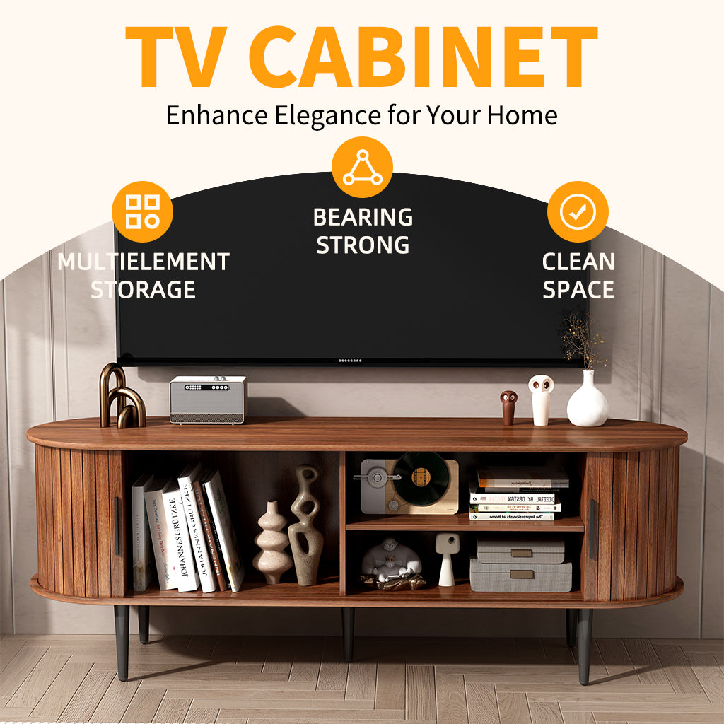 47 inch sliding door TV console, walnut