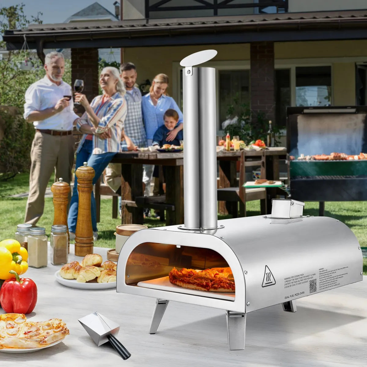 12" Portable Pellet/Gas Pizza Oven – Outdoor Camping & Backyard Oven
