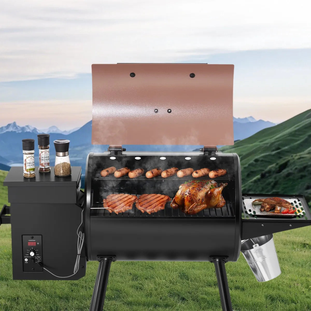 456 Sq.In. Wood Pellet Grill & Smoker – Electric Outdoor BBQ