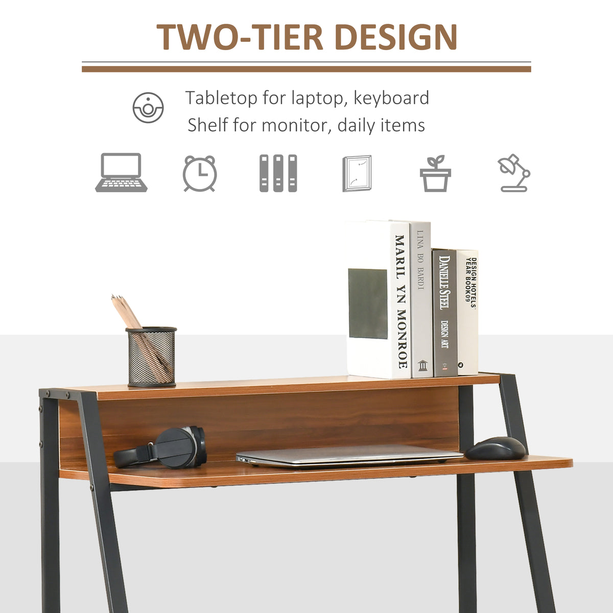 Two-tier writing desk, walnut