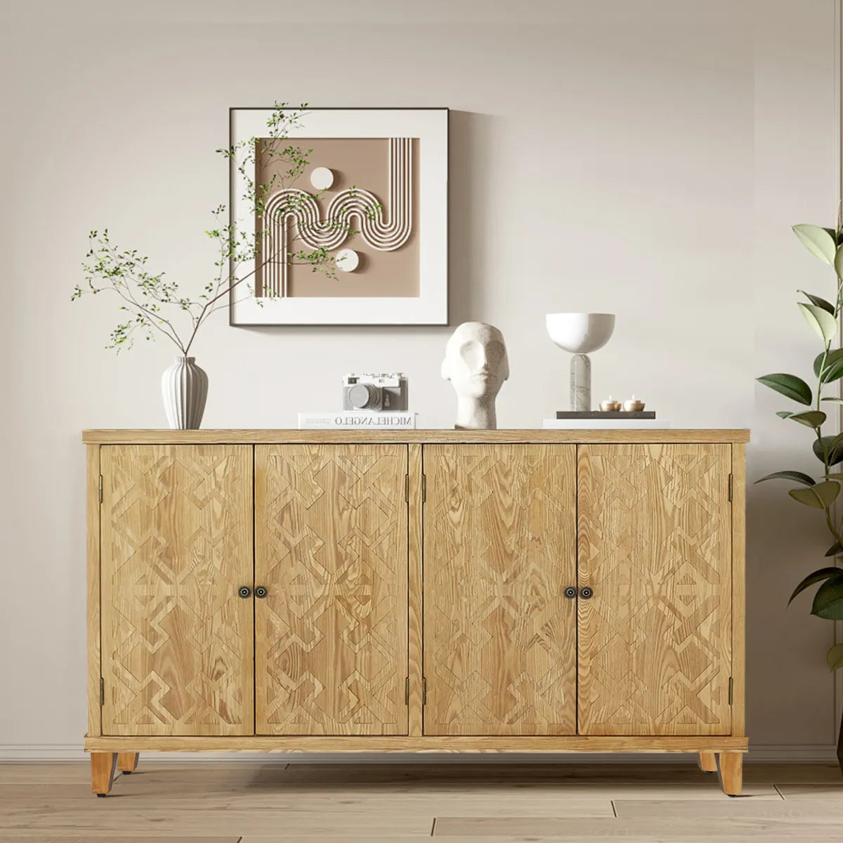 59" Brown Accent Cabinet with 4 Doors, Media & Buffet Console – view 4