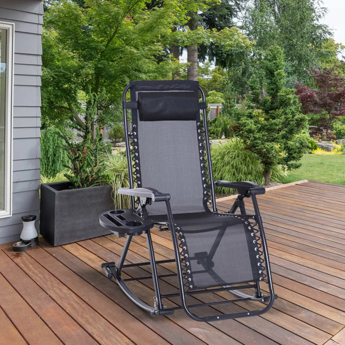 Zero-Gravity Folding Recliner Lounge Chair, Black