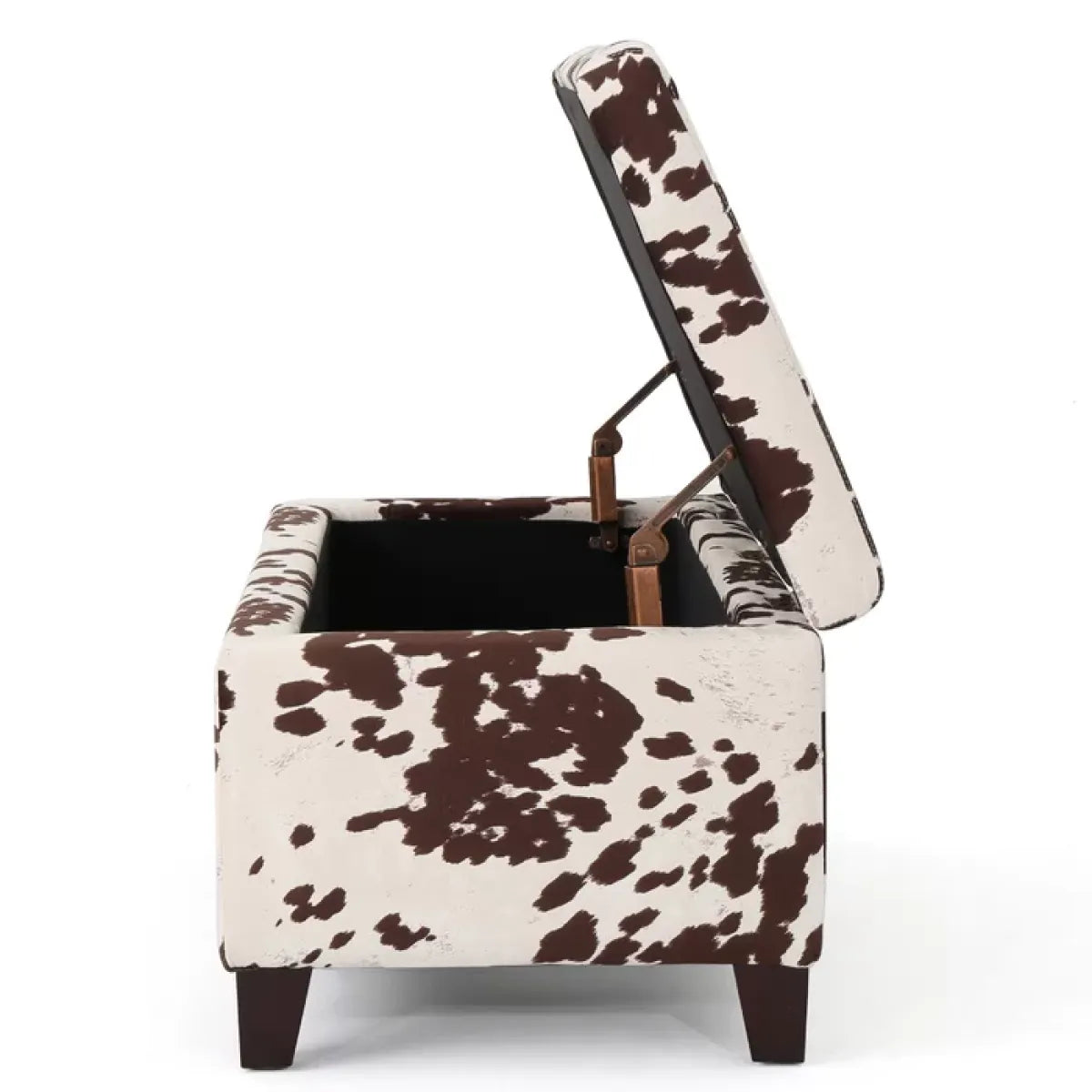 Velvet Storage Ottoman Bench, Brown Multi