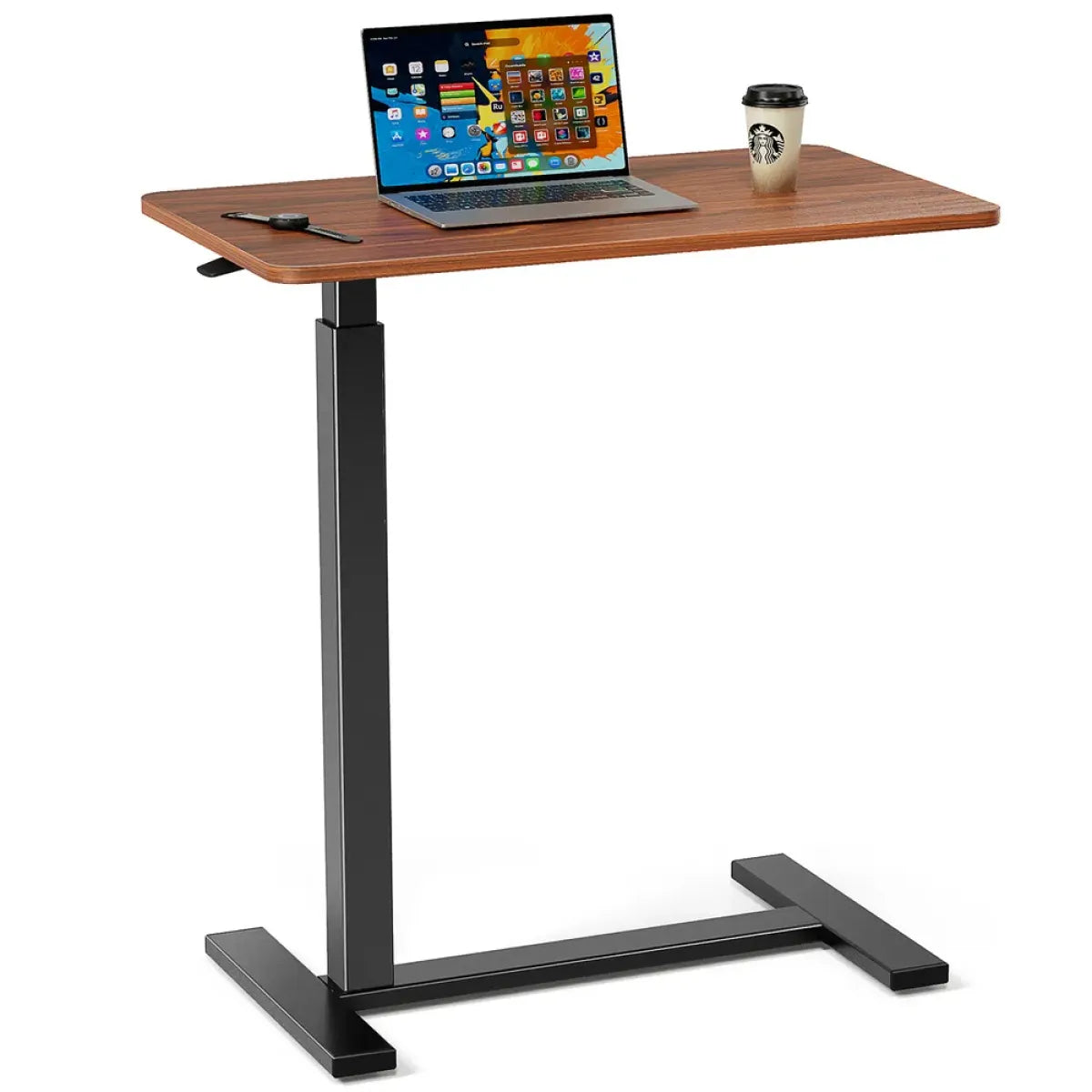 Rolling Height-Adjustable Mobile Laptop Desk, Brown