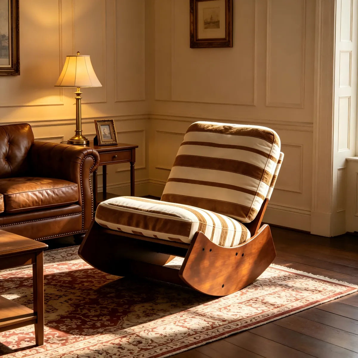 Upholstered Glider Rocking Chair, Solid Wood Frame Accent Chair – view 5