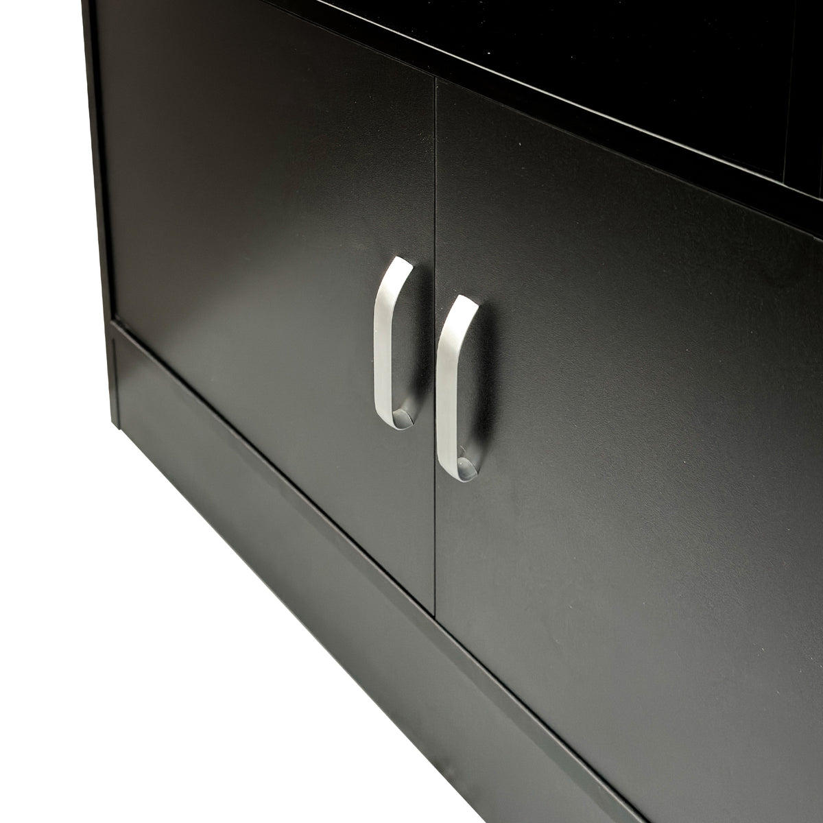70.87 inch cube bookshelf with cabinet, black