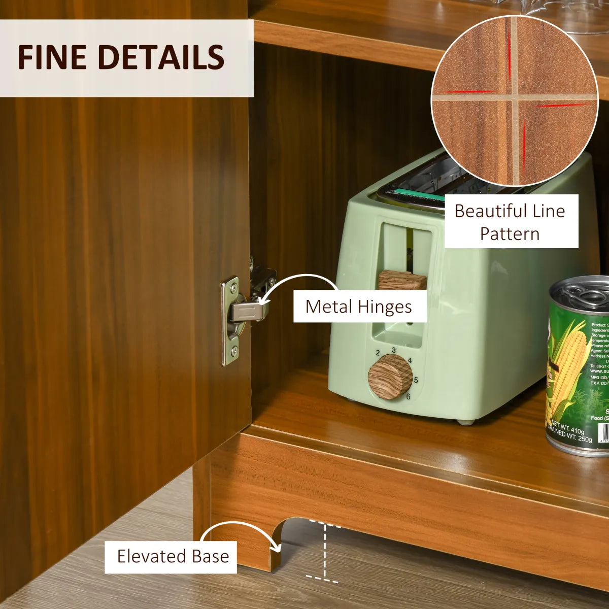 Retro Wine Cabinet with Glass Holders, Brown – view 4