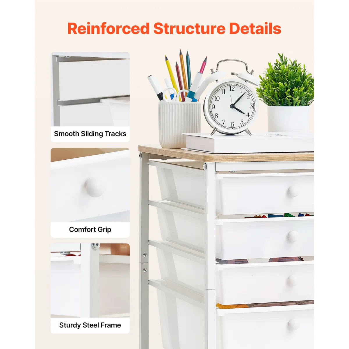 5-Drawer Rolling Storage Cart – Mobile Utility Organizer