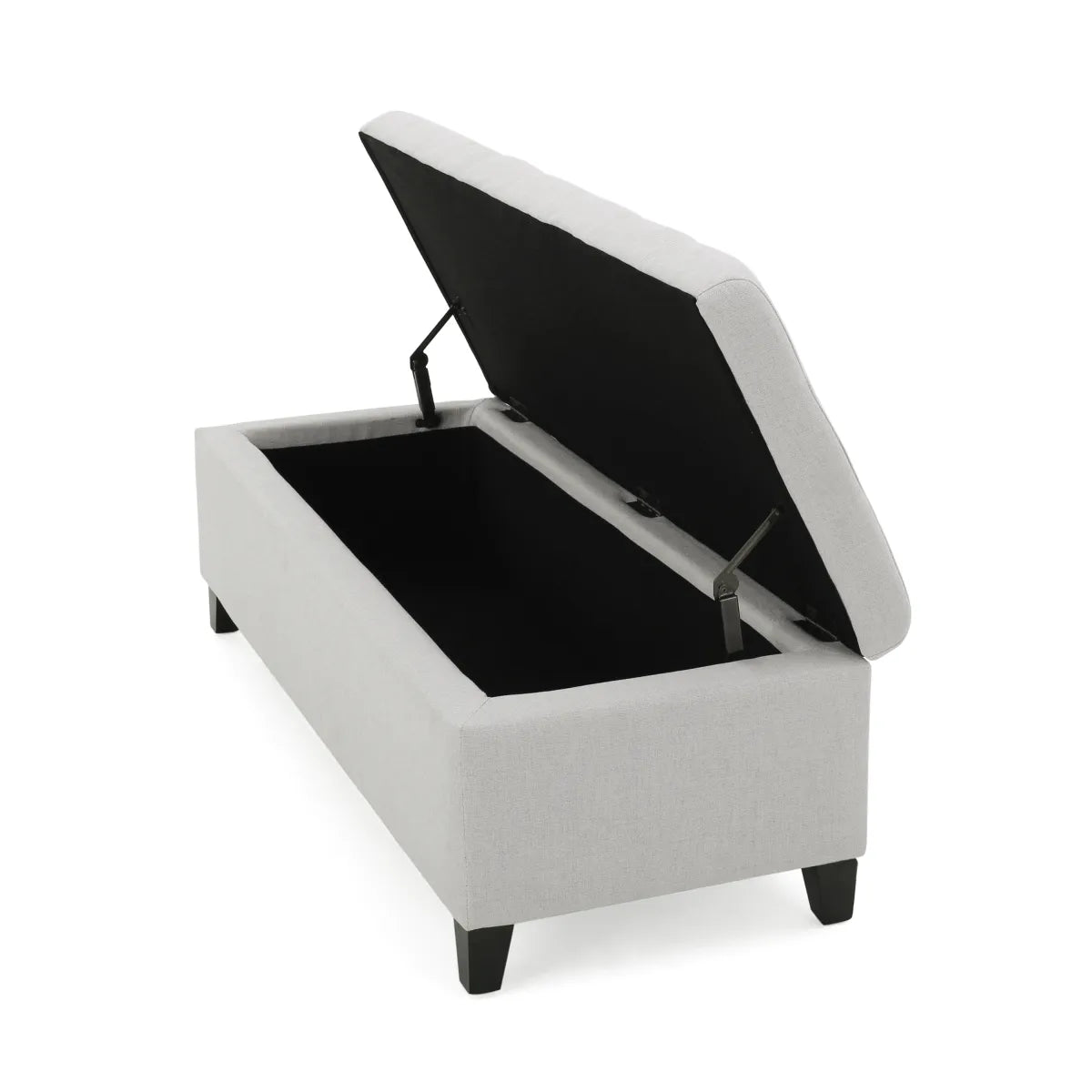 Upholstered Storage Ottoman Bench, Light Grey
