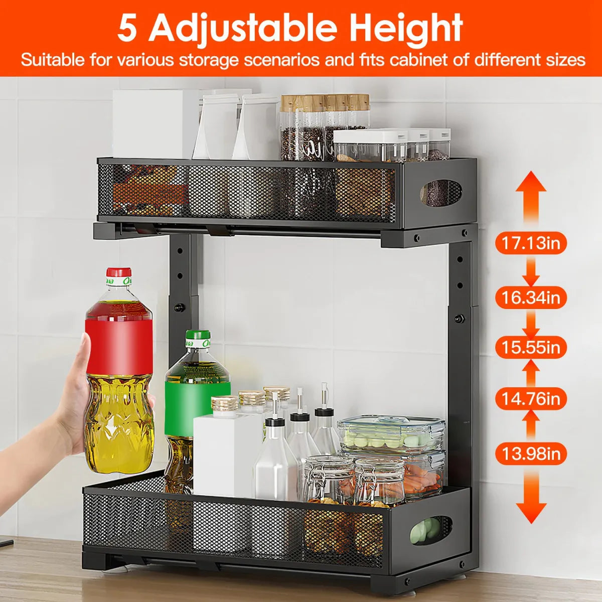 2-Piece Under-Sink Organizer, 2-Tier Pull-Out Cabinet Storage