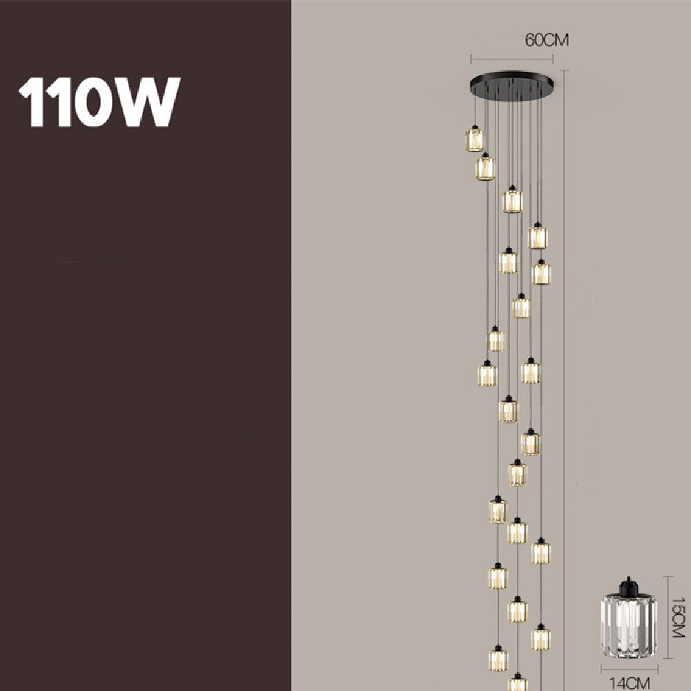 Disc-style glass chandelier, black