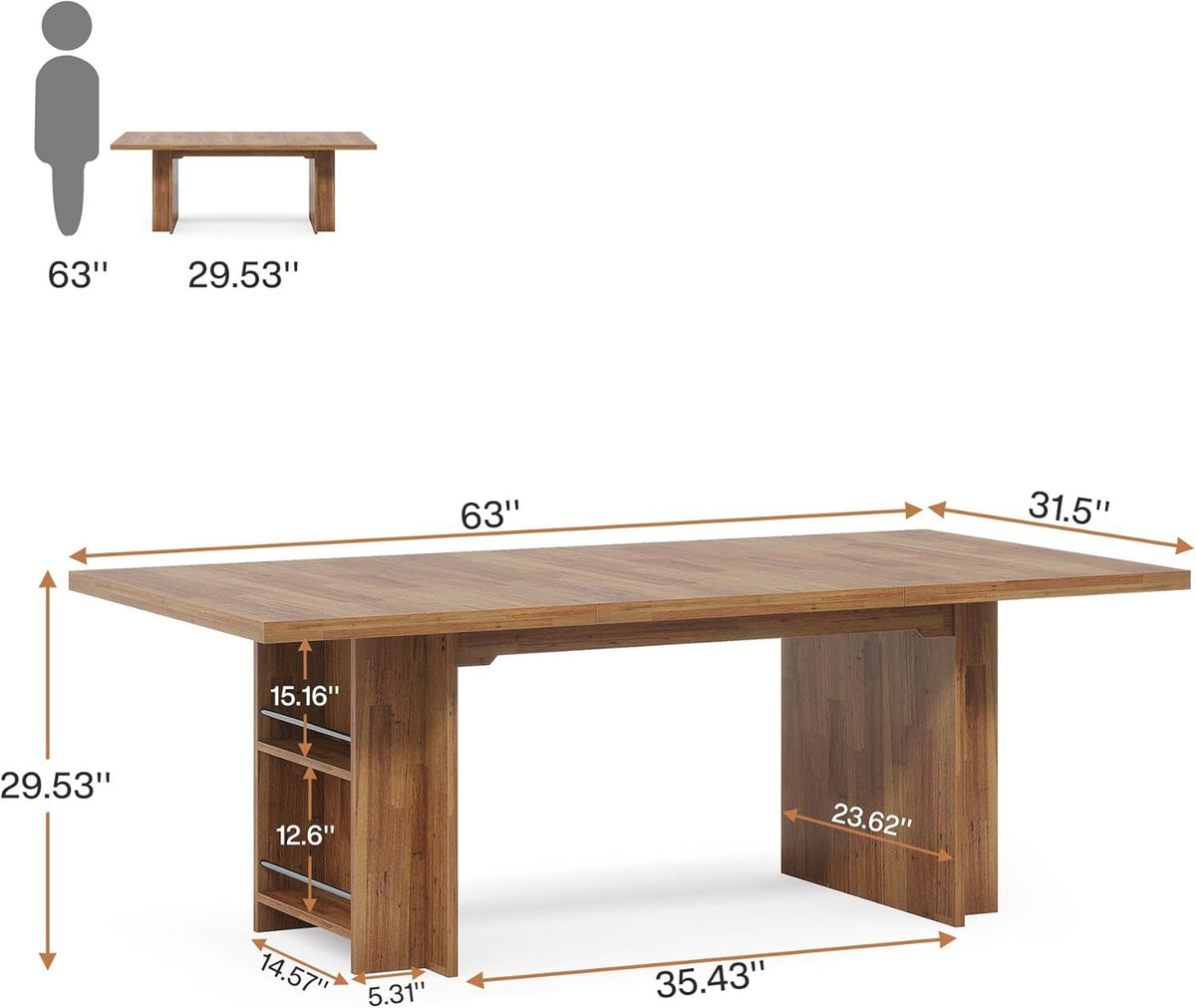 62.99 inch executive desk with storage shelves