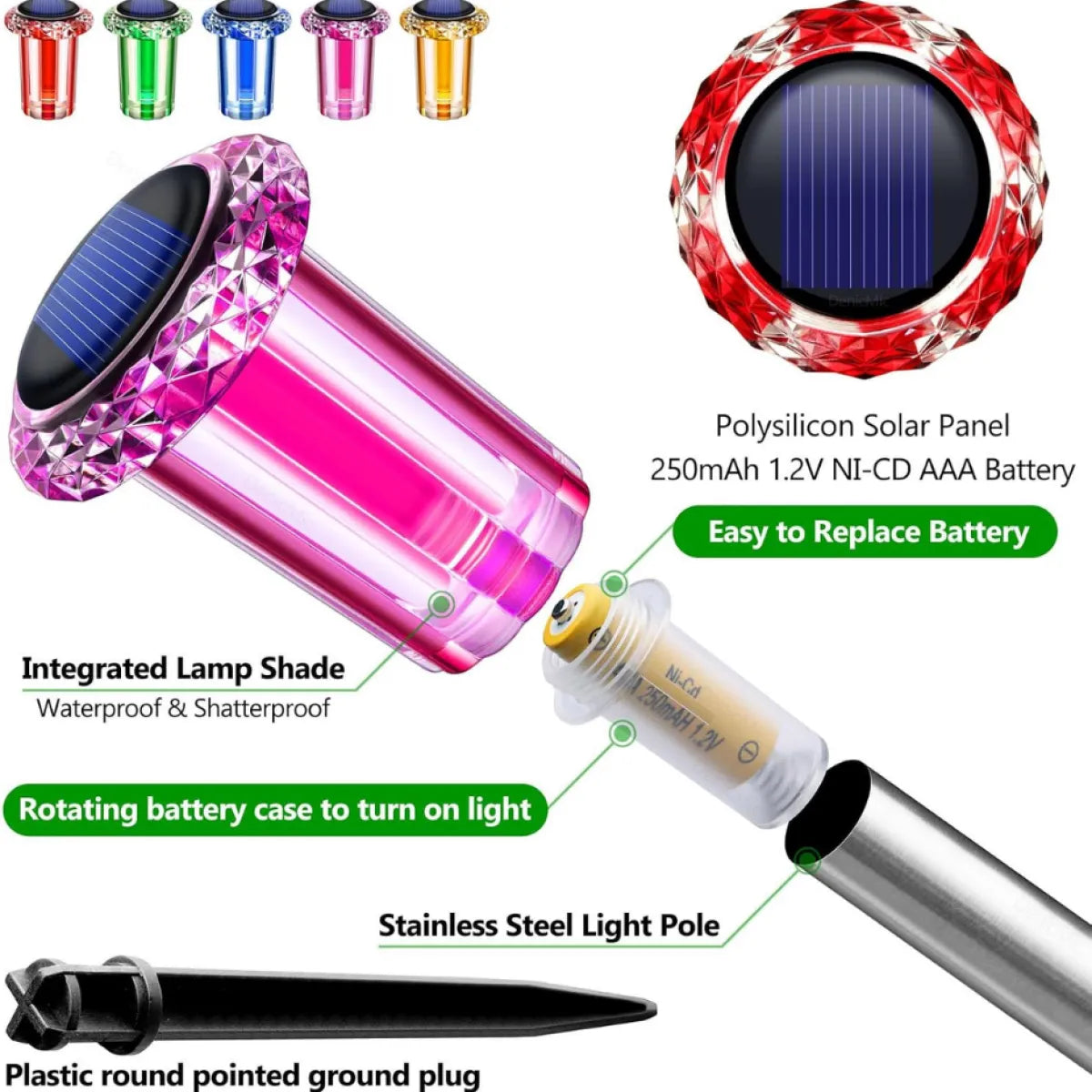 Solar Candy Cane Pathway Lights, 10 Pack