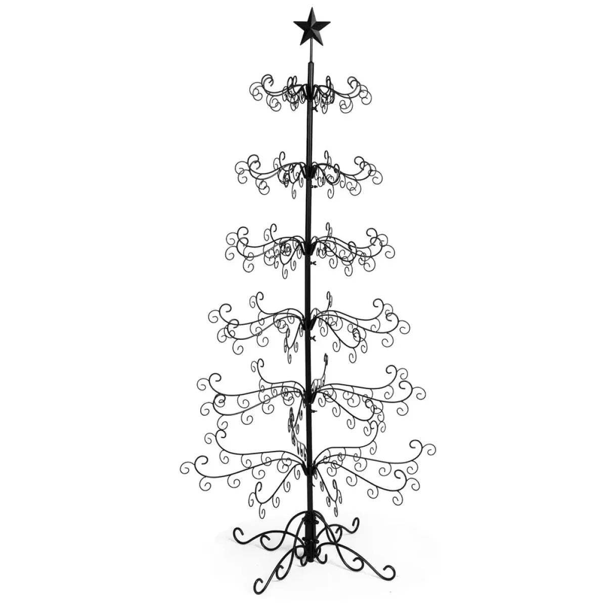 6ft Wrought Iron Ornament Display Tree Stand, Black