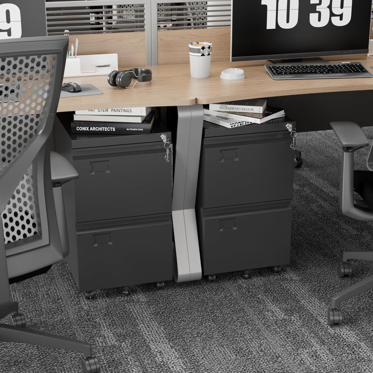 2-Drawer Lockable File Cabinet - in office setting