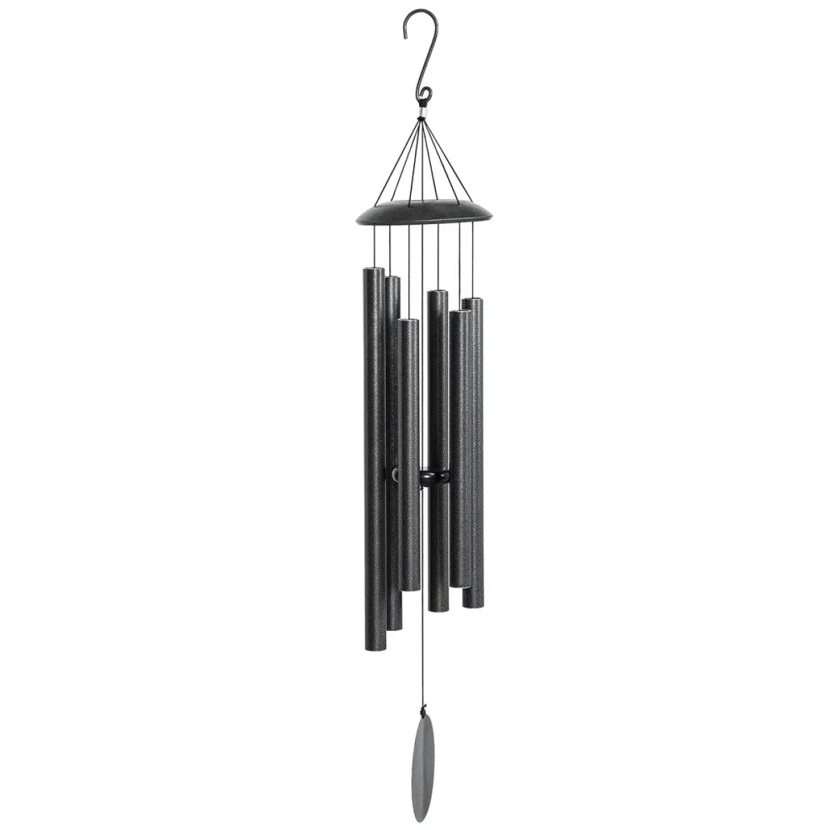 45" Deep Tone Wind Chimes with 6 Aluminum Tubes, Dark Grey