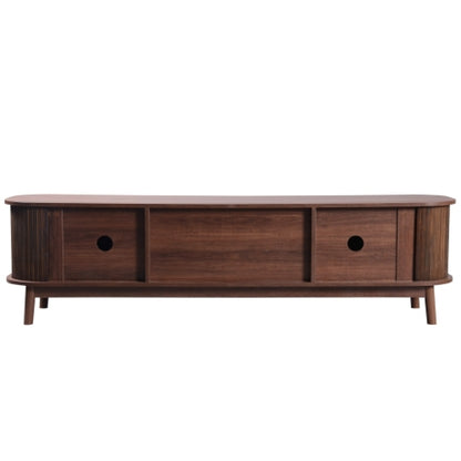 Cable-Management Rattan TV Stand – Solid Wood for TVs up to 75", Living Room Media Console