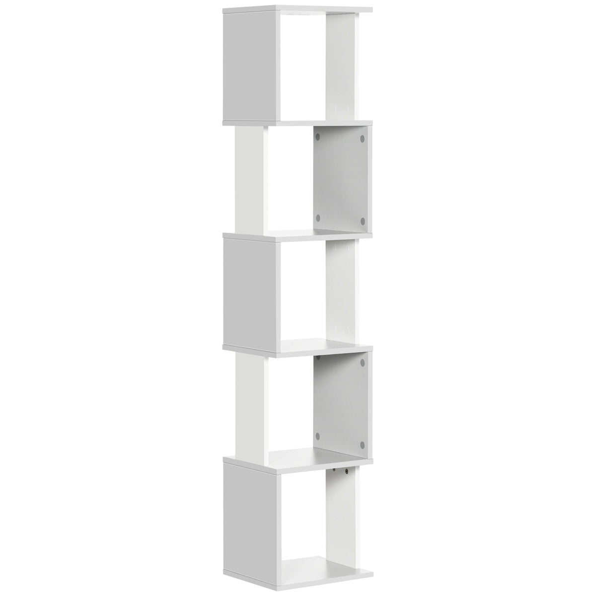 Modern 5-tier cube bookshelf, White & Light Grey