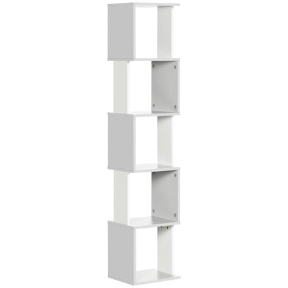 Modern 5-tier cube bookshelf, White & Light Grey