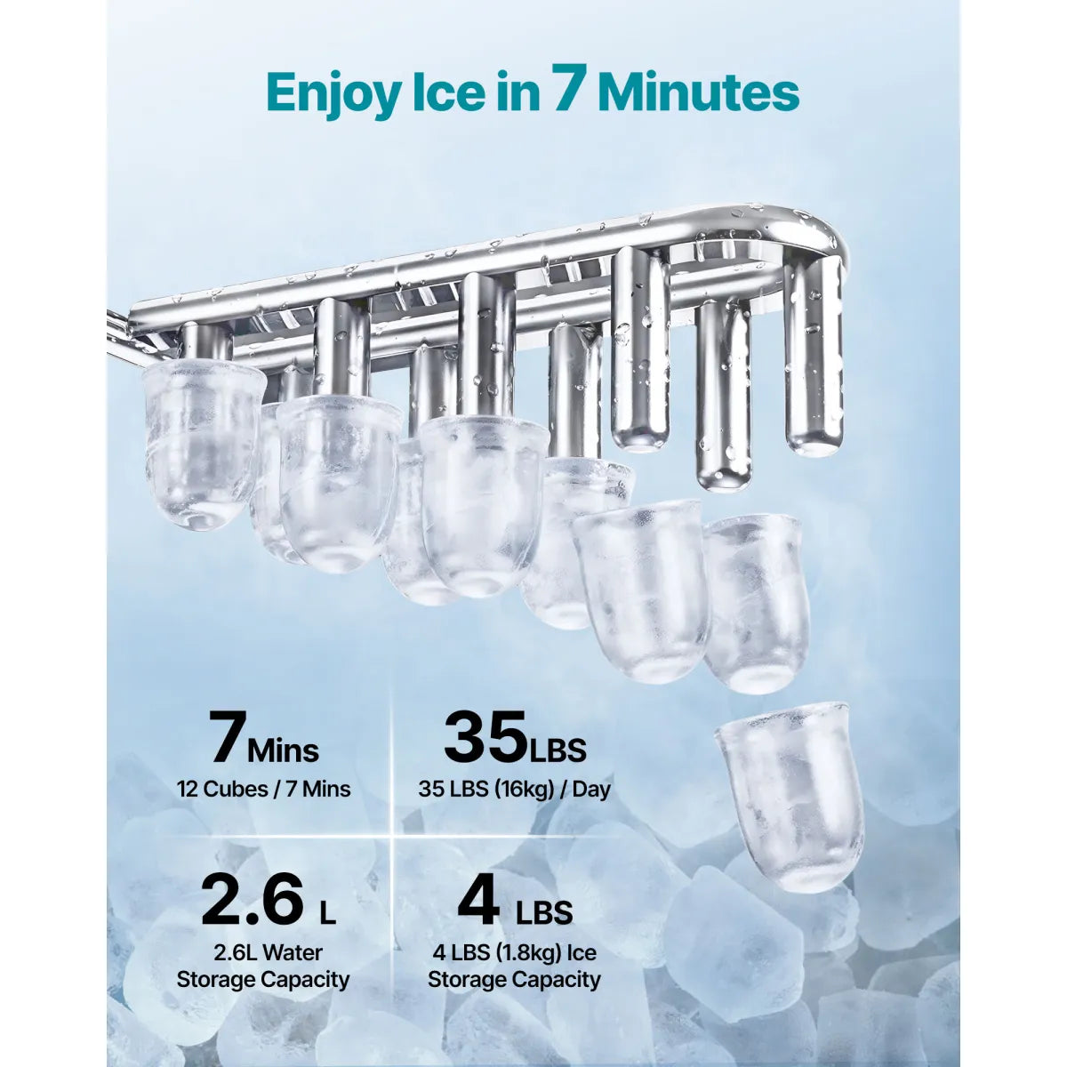 3-in-1 Countertop Water Dispenser with Ice Maker – 35 Lbs per Day