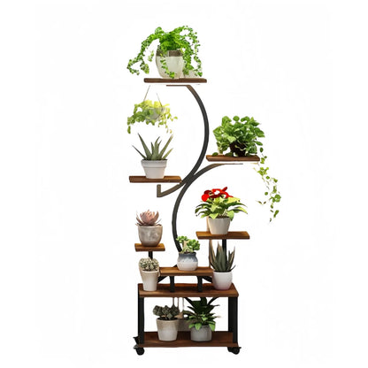 Plant Stand with Grow Lights – 8-Tiered Indoor Plant Shelf, 61" Tall, S-Shaped Metal Rack – view 2