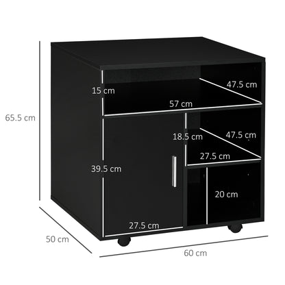 Mobile printer stand with storage, black