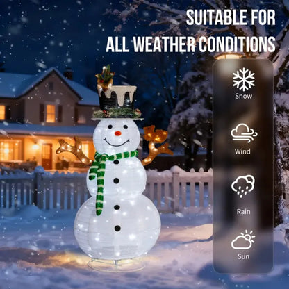 4 Ft Pre-Lit Pull-Up Snowman and Squirrel Christmas Yard Decoration with LED Lights