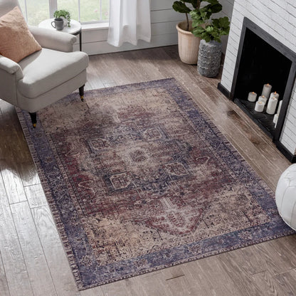 Washable Area Rug, Burgundy
