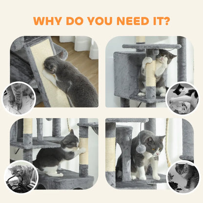 69" Multi-Level Cat Tower, Dark Gray