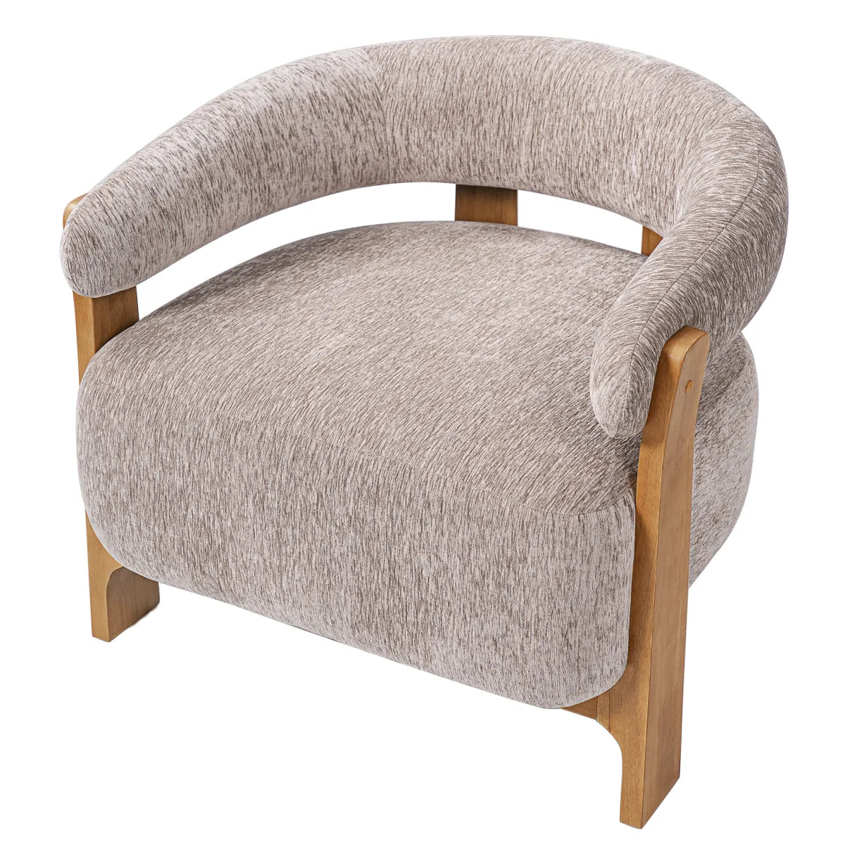 Mid-Century Modern Boucle Accent Chair with Solid Wood Frame
