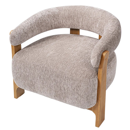 Mid-Century Modern Boucle Accent Chair with Solid Wood Frame