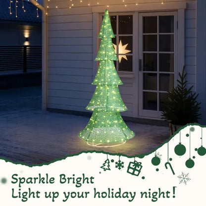 6 Ft Pre-Lit Pull-Up Christmas Tree Yard Decoration with LED Lights